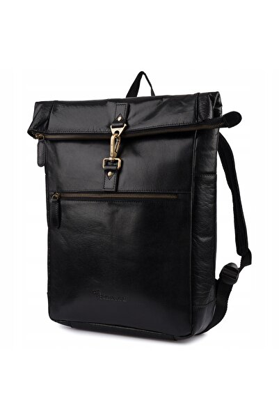 Other Leather backpack for a 15.6 laptop, large A4 business, roomy, black, Beltimore