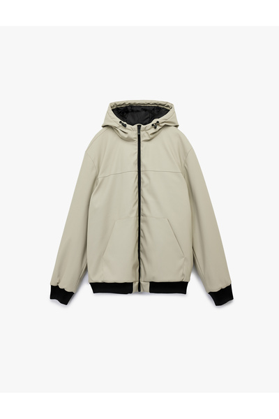Koton Hooded Long Sleeve Zippered Raincoat
