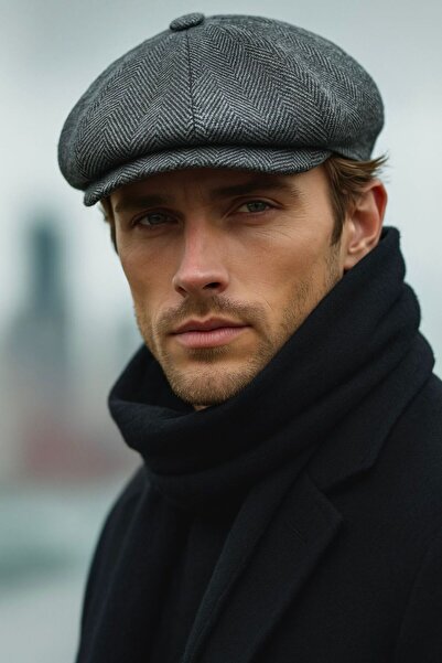 sf collection قبعة رجالية – قبعة كلاسيكية مسطحة من قماش بيكي بلايندرز