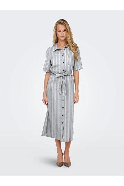 ONLY Onlcaro Linen Blend Regular Fit Button Belt Midi Dress Dress 15338884