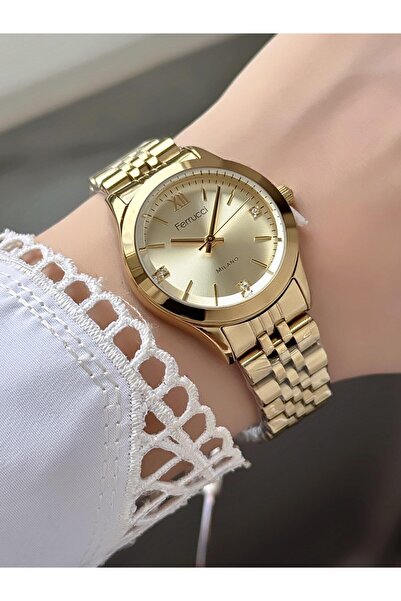 Ferrucci ساعة يد نسائية من ميلانو – مينا مرصعة بالأحجار، تفاصيل بأرقام روماني...