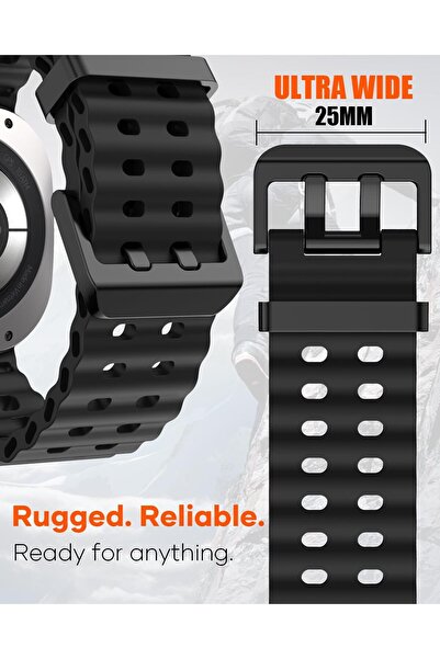 Generic Rugged Band Compatible with Samsung Galaxy Watch 7 Ultra Band 47mm, Silicone Sport Strap