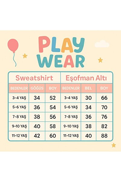 playwear TEK ÜRÜN Çocuk Pamuklu Ayıcık Baskılı Sweatshirt Eşofman Alt-Üst Takım - 3 4 5 6 7 8 9 10 11 12 yaş