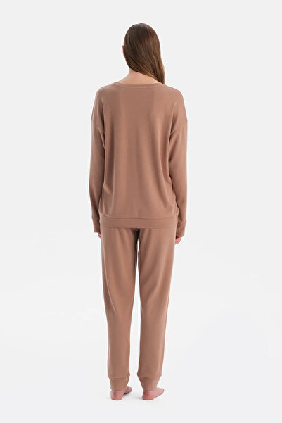 Dagi Sütlü Kahve Bisiklet Yaka Jogger Paça Celliant Pijama Takımı