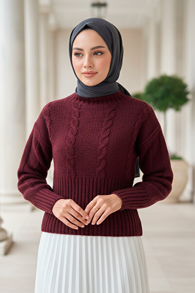 zhrcelebi بلوزة ريبانا محبوكة 0174 - أحمر داكن