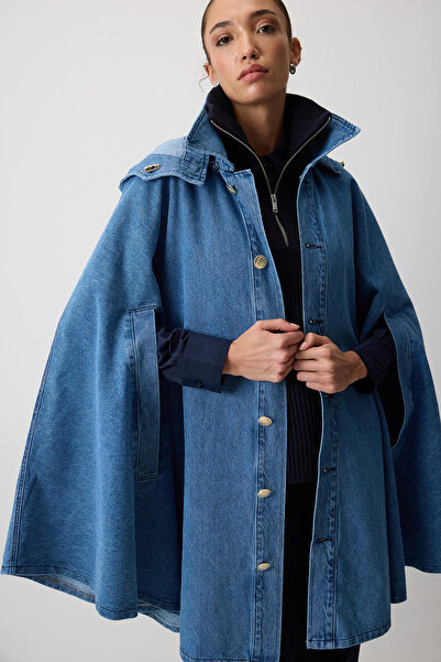 Touché Privé Poncho din denim cu glugă