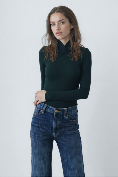 WESTMARK LONDON Navy Blue Cross Neck Long Sleeve Women's Blouse Caroline