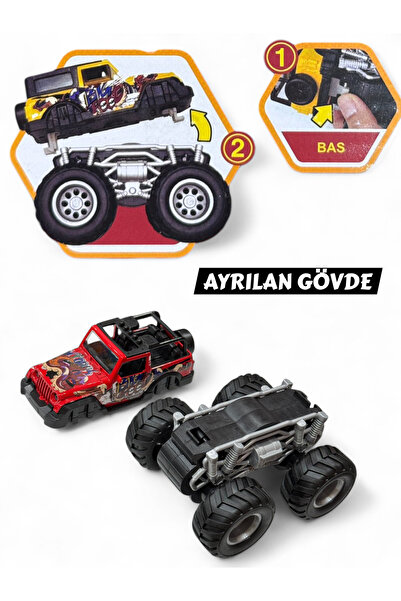 YILDIRIM OYUNCAK Sürtmeli Işıklı ve Müzikli 1:32 Safari 4x4 Kral Jeep 12 cm - Sesli Işıklı Off Road Safari Jeep