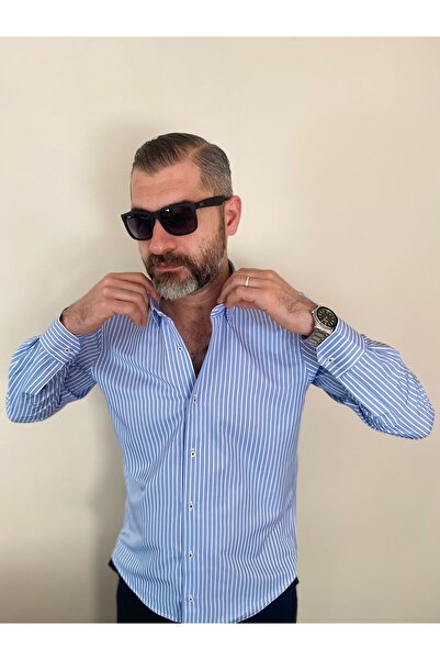 BENESSE Kolay Ütülenebilir çizgili gömlek