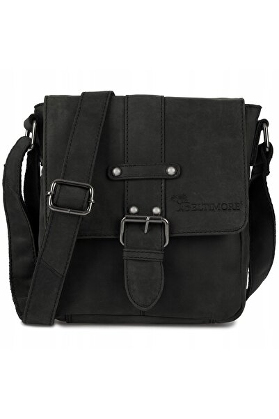 Other Geantă de umăr bărbătească din piele, mică, elegantă, neagră, Beltimore