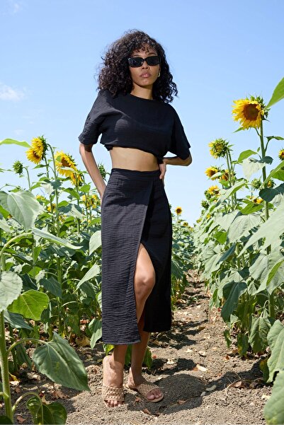 Enhitbaby Udenya Midnight Breeze – Double Layered Muslin Slit Skirt