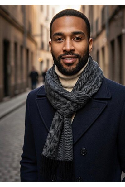 Goldmine Eșarfă premium pentru bărbați din poliviscos, cu model de pescuit