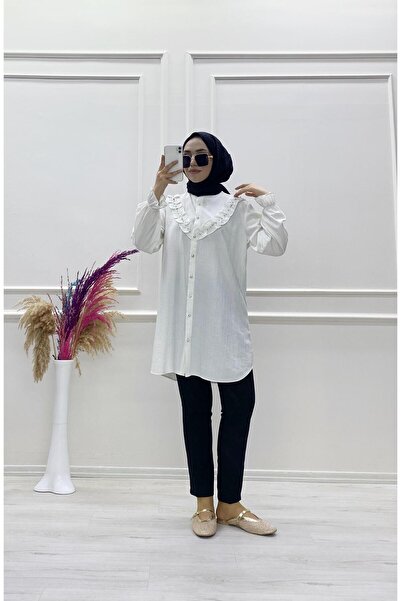 moda acar Strawberry Fabric Tunic with Stone Details