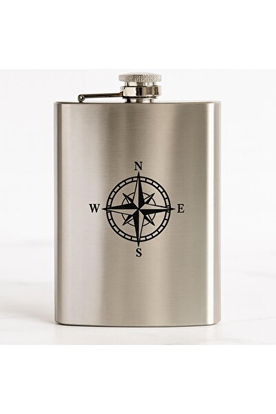 PERLOTUS قارورة مشروبات فولاذية بسعة 8 أونصات (235 سم مكعب) مع غطاء وفوهة على شكل بوصلة للتخييم