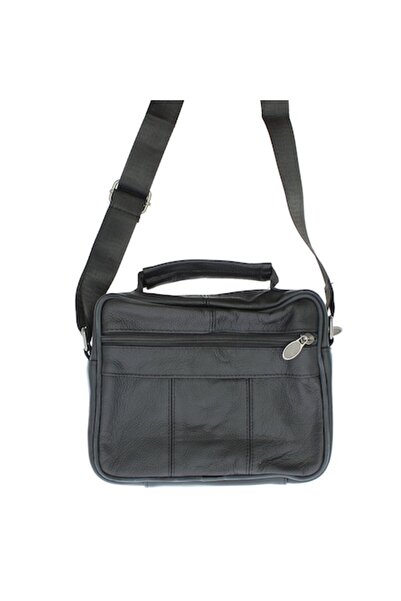 OEM - Geantă de umăr bărbătească, din piele, 20 x 16 x 5 cm, Negru - GNM43