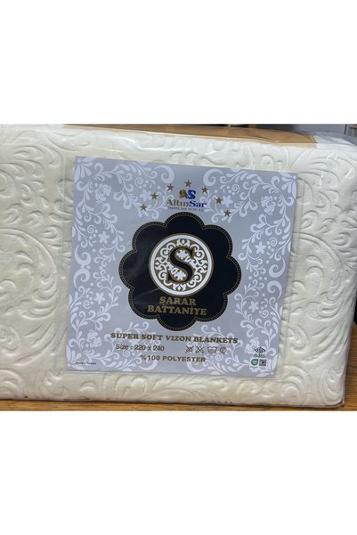 UluTeks Sarar Süper Soft Vizon Battaniye 220 x 240 Cm (Krem)