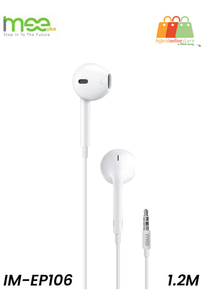 iMee سماعات أذن سلكية M-EP106 بصوت عالي الدقة، مقبس 3.5 ملم، أبيض