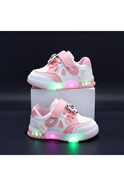 Bebelul РОЗОВИ и БЕЛИ маратонки със светлини - Панда