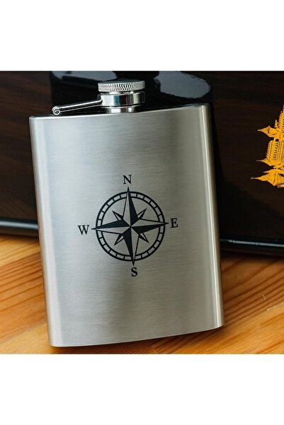 PERLOTUS قارورة مشروبات فولاذية بسعة 8 أونصات (235 سم مكعب) مع غطاء وفوهة على شكل بوصلة للتخييم