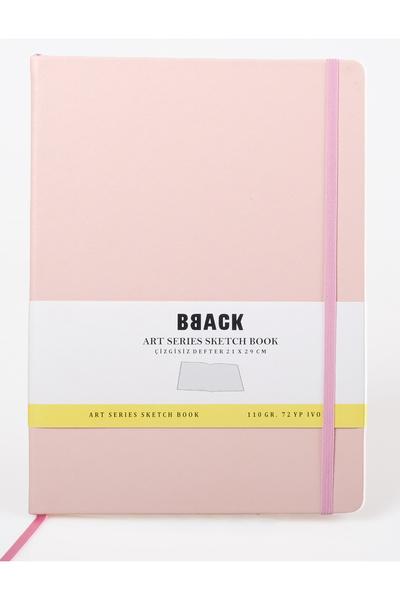 BBACK دفتر رسم لجمع الأعمال الفنية 110 جرام. ورق عاجي غير مسطر 21x29 سم 72 ورقة. دفتر بغلاف صلب باللون الوردي الباستيل