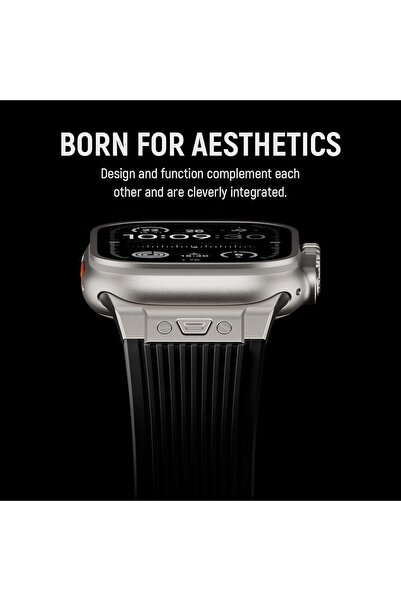 Generic Apple Watch Ultra Silicone Band 49/46/45/44/42mm - Rugged Luxury Strap with Metal Connector & Foldin