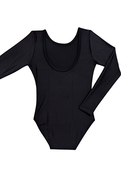 LULLY KİDS Kız Çocuk Uzun Kol Sırt Dekolte Cimnastik Bale Mayosu