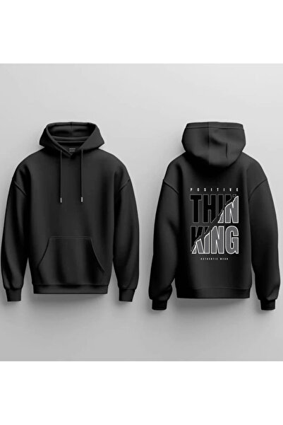 Sebesta Fashion New Season Positive Thinking Djital Printed 3 Yarn Cotton Hoo...