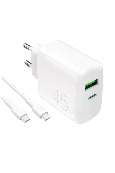 Other Ładowarka sieciowa USB-C USB-A PD z kablem USB-C 45W - biała