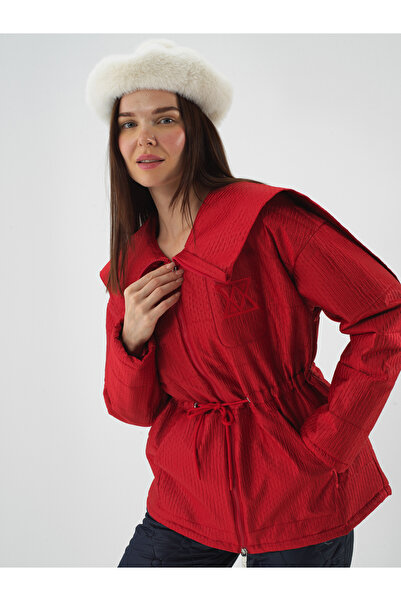 Xint Kadın Kırmızı Formunu Koruyan Oversize Mont