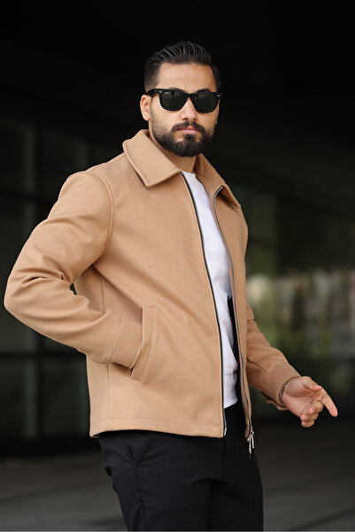 BASEL.CO Men's Double Zipper Detailed Cashmere Jacket