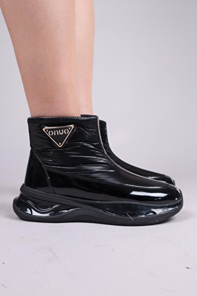 Birikon Vaseca Patent Leather Parachute Trim Boots Black