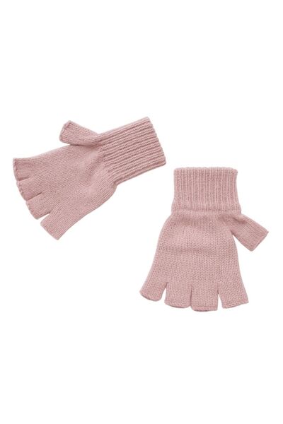 AXE SPORTSWEAR قفازات تريكو شتوية وردية اللون بدون أصابع نصفية ذات ملمس ناعم