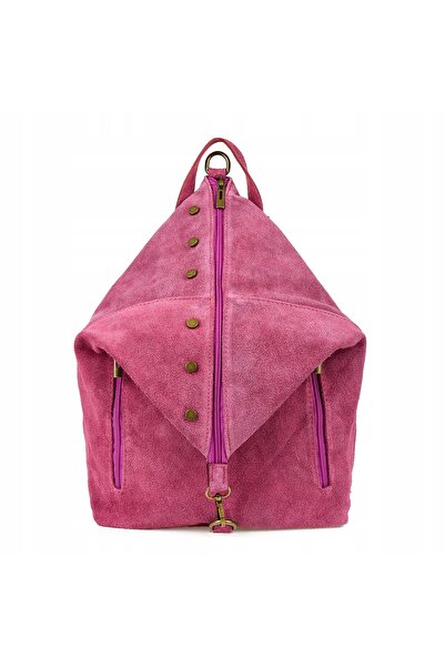 Other Women's Leather Suede Backpack Large Italian A4 Foldable Leather Handbag