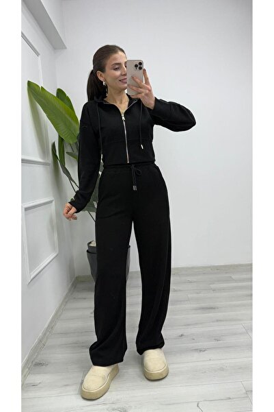 ÖZZYFASHION Zippered Hooded Thessaloniki Suit Black