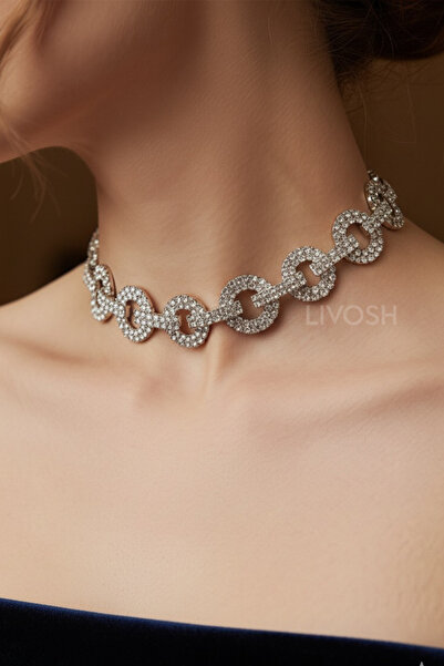 LIVOSH قلادة أنيقة مع حلقة مرصعة بالأحجار