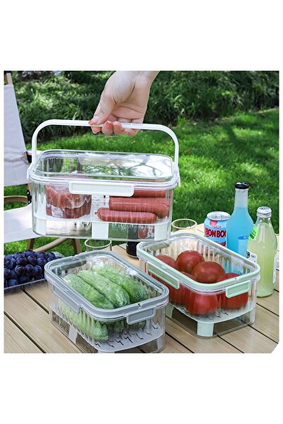 easybox Flippy Portable Lunch Box with Ice Separator & Drain, 25x16.5x11.5 cm, Cream/Transparent