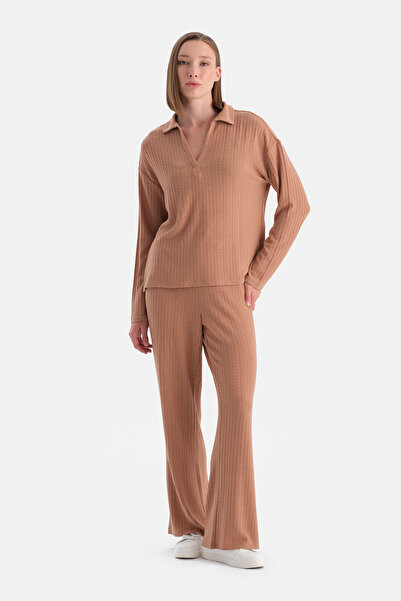 Dagi Mocha Örgü Detaylı Pantolon