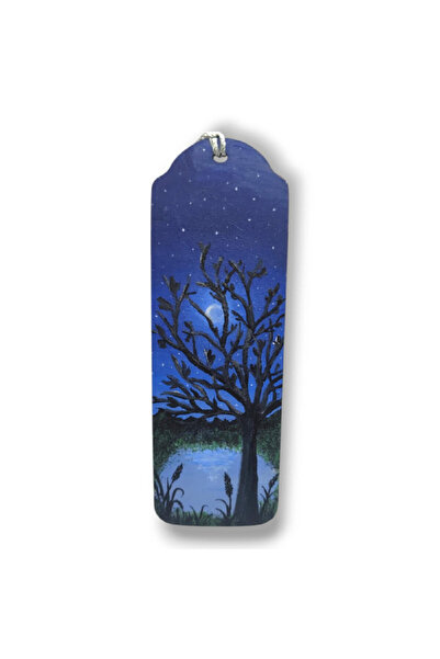 Lucille Craftshop Hand-painted bookmark with acrylics - "Moon Lake"