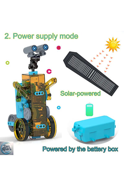 ZEN SPARK 25'i 1 Arada Güneş enerjili Robot Yapım Kiti - STEM Eğitim Oyuncağı...