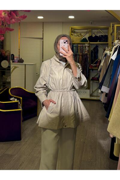 Ahel TAŞ İŞLEMELİ KISA TRENÇKOT