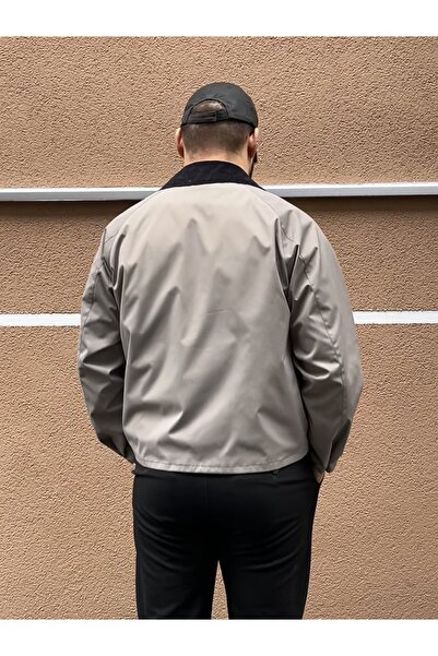 STONCS Ανδρικό μπουφάν με γιακά με αντίθεση σε μπεζ χρώμα