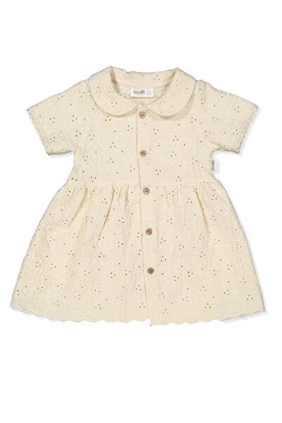 Bebetto DOKUMA ELBİSE (NATURAL VIOLET) EKRU