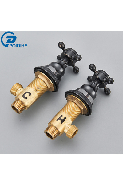 choice2 مقبضان أسودان من قطعتين لصنبور حوض الغسيل، مصنوعان من النحاس، للتحكم ...