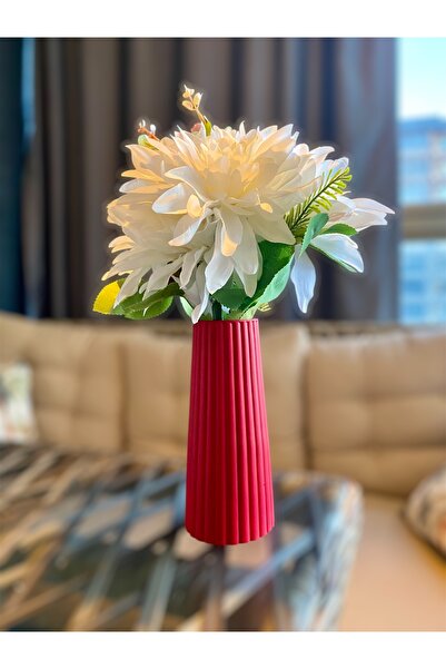 Biepoksi Vazo Kırmızı Bordo Bohem Aksesuar Hediyelik Kuru Çiçek Vazosu