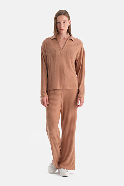 Dagi Mocha Örgü Detaylı Pantolon