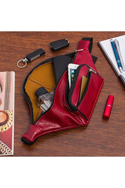 Other Men's waist bag, adjustable, -leather, smooth, elegant