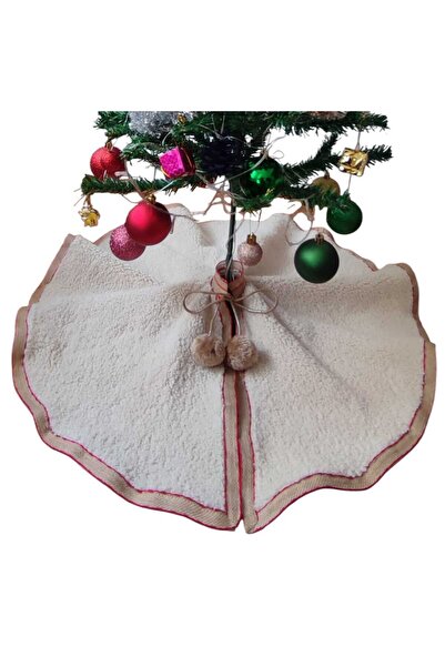 MODA NUR Christmas Tree Skirt, Pine Tree Foot Carpet Cover, Off-White Color, Plush 70 cm