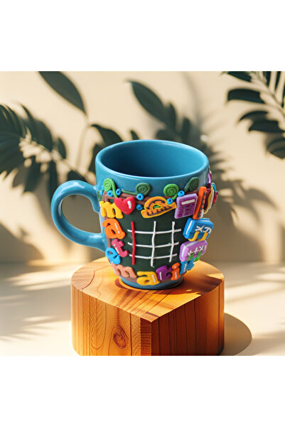 MAKARON SANAT KİŞİYE ÖZEL EL YAPIMI,MATEMATİK ÖĞRETMENİ HEDİYESİ, 3D KABARTMA ÖĞRETMEN KUPA BARDAK