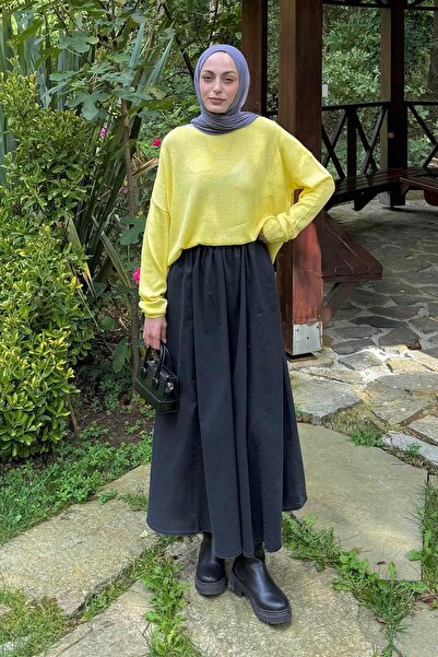 lamelif Boat Neck Knitwear Sweater Yellow