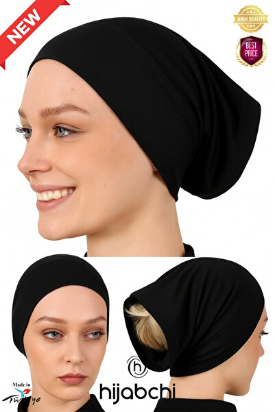 hijabchi Practical Tube Bonnet - Open Back Bonnet - Viscose Stretch Fabric - Black